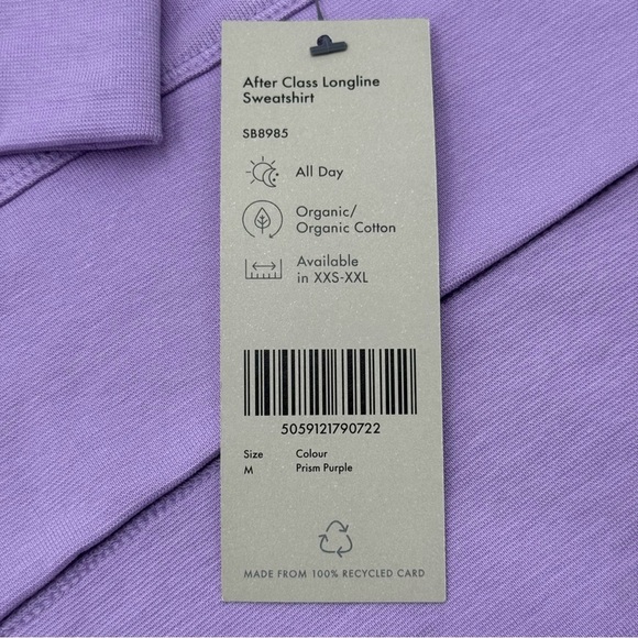 Sweaty Betty Women’s After Class Longline Sweatshirt Purple Medium Organic NWT - Picture 4 of 15
